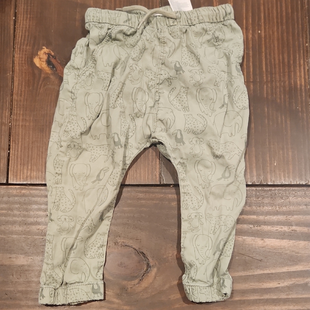 H&M Kids Safari Animal Print Joggers - Light Green